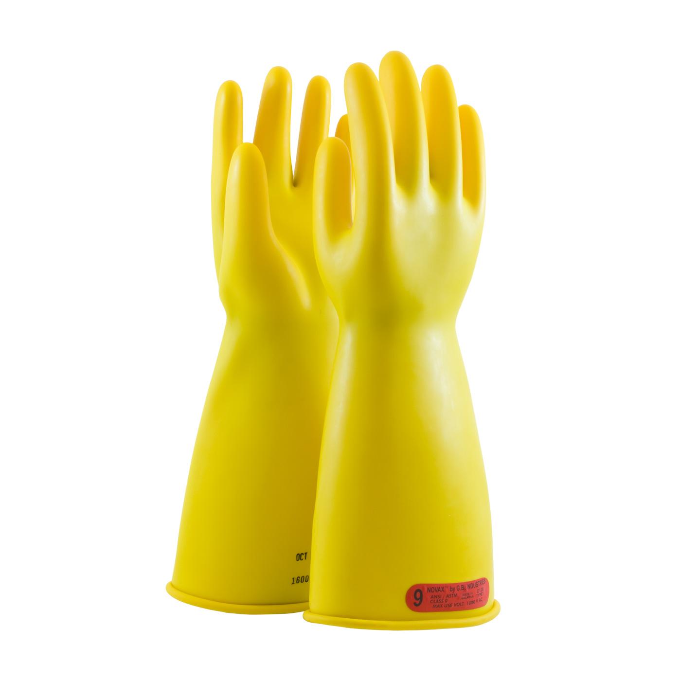 Gloves, Insulating, Series: 170-0-14, 9.5 Size, Natural Rubber, Yellow, Contoured Shape Style, Unlined Lining, Straight Cuff, 14 in Length, ASTM Class: Class 0