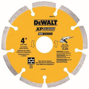 Diamond Saw Blade, Extended Performance Segmented Rim, 4 in Diameter Blade, 5/8 in, 7/8 in, 20 mm Arbor/Shank, 1 in Cutting Depth, Dry Cutting Condition, 8 mm Segment Height, 15200 RPM Maximum, Applicable Materials: Brick, Cement, Concrete, Metal and