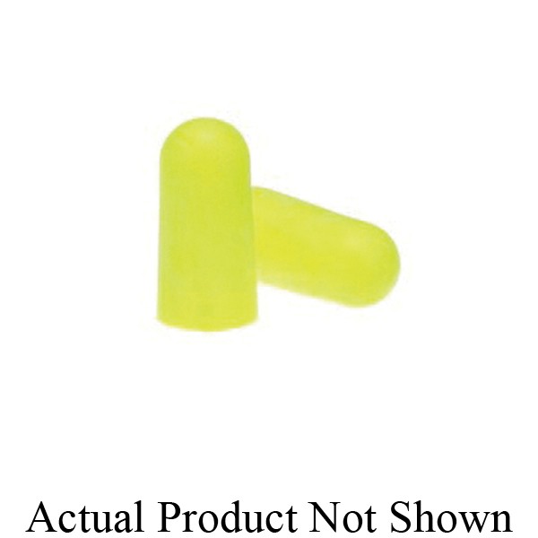 Ear Plug, Series: E-A-Rsoft Yellow Neons, Uncorded Design, 33 dB Noise Reduction, Tapered Shape, Regular Size, Yellow Plug, Foam Plug, Specifications Met: CSA Class AL, Disposable/Reusable: Disposable