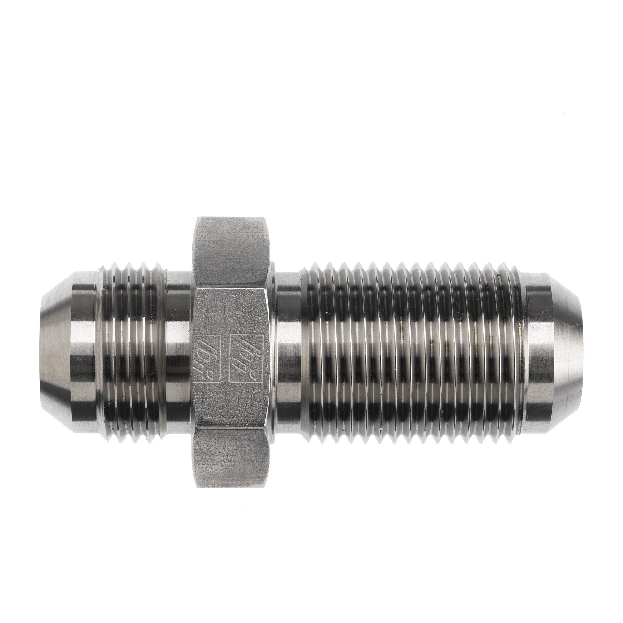 Hydraulic Adapter, Bulkhead, Series: 2700, 1/2 Nominal, Male JIC Flare End Style, 1 in Hex, 2.44 in Length, 6000 psi Pressure, Steel, 2.44 in L Dimensions