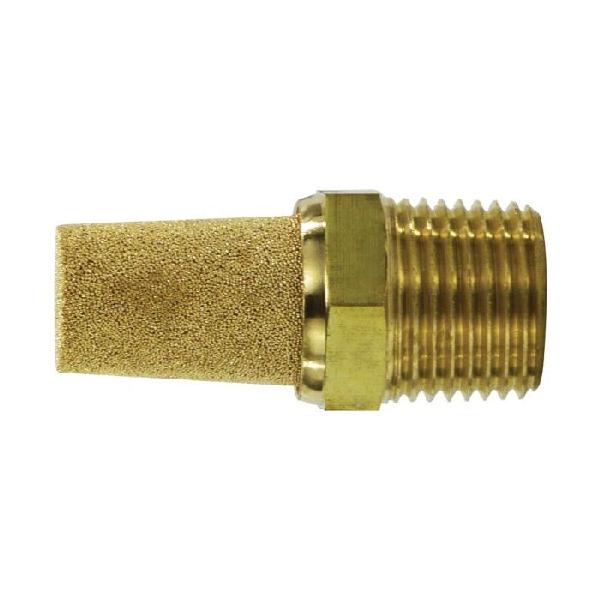 Muffler, 1/2 Inch Size, 300 psi Pressure, 35 to 300 °F, Brass Body/Sintered Bronze Element, Import