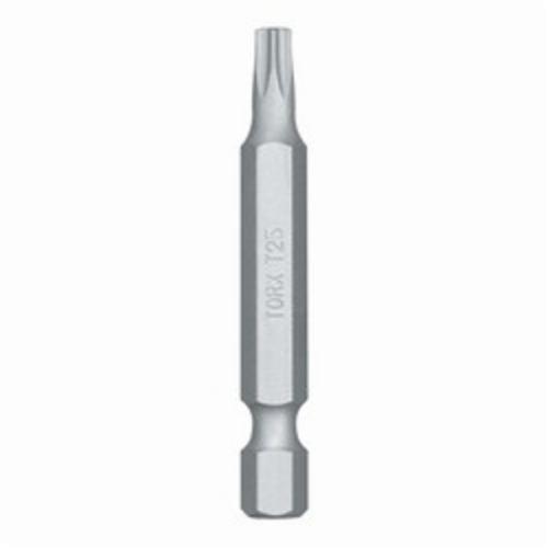 Screwdriver Bit, Standard Single End, T25 Point, Torx® Point, 2 in Overall Length, Hex Shank, 1/4 in Shank, Steel, Zinc Phosphate