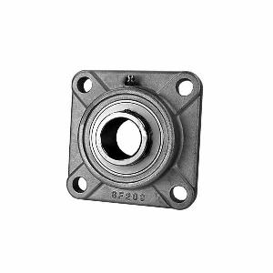 Ball Bearing Unit, Normal Duty, Series: SUCSF 200, 2-3/16 in Bore, 5.12 in Bolt Center-to-Center Length, 4-Bolt/Solid Base Flange Mounting, 6.38 in Overall Length/Diameter, 2.3 in Overall Depth, 6.38 in Overall Height, Set Screw Locking Device, Stainless Steel