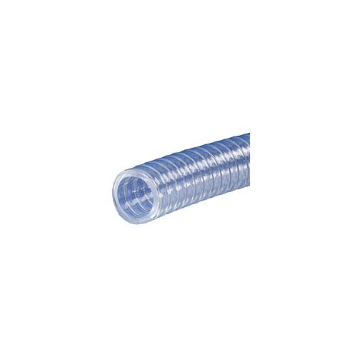 Reinforced Water Supply and Food Grade Hose, Phthalate Free, Series: K7160, Hose End Style, 3/4 in ID, 1.031 in OD, 50 ft Length, 70 psi Working, 3 in Bend Radius, 25 to 150 °F, PVC, Crystal Clear, Import