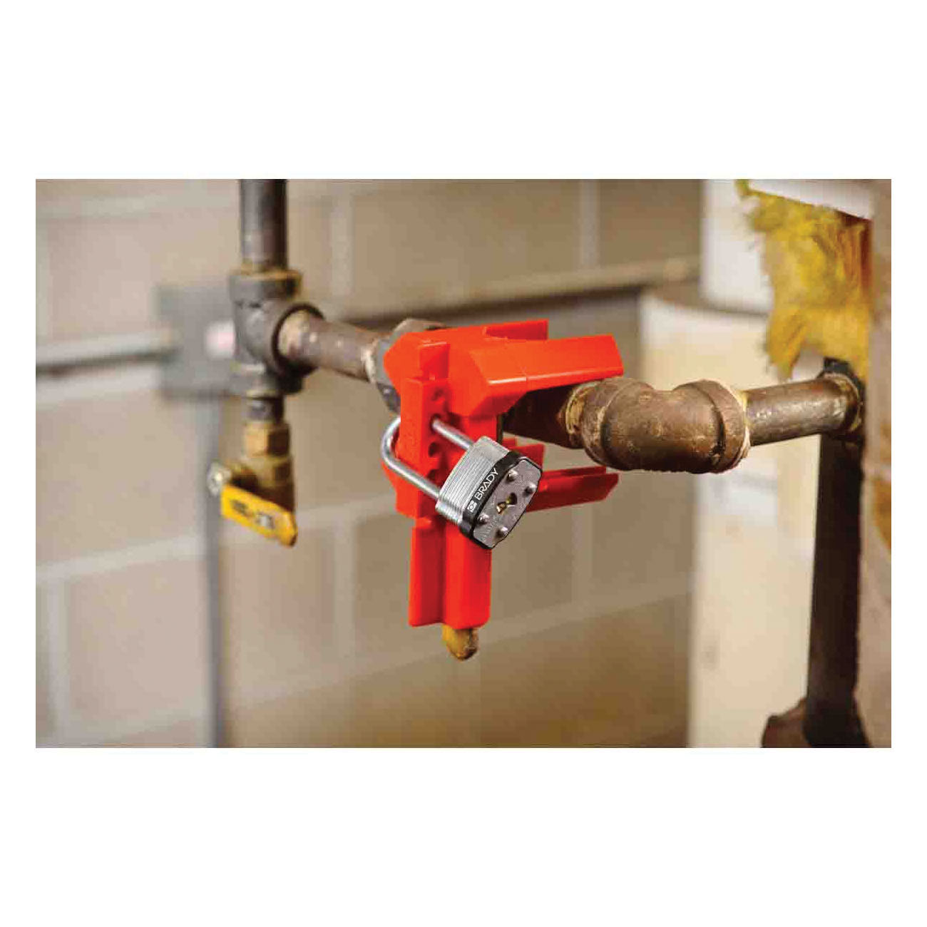 Ball Valve Lockout, 4-Legged Closed Valve Mechanical Risk, Fits Maximum Handle Size: 1-3/4 Inch Width x 1 Inch Thickness, Fits Minimum Pipe Size: 2 Inch, Fits Maximum Pipe Size: 8 Inch, 2 Padlocks Maximum, 0.313 Inch Padlock Shackle Maximum Diameter, LOTO-22 Polypropylene, Red, -40 °F Minimum, 302 °F Maximum