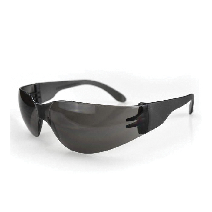 Safety Eyewear, Universal Size, Hard Lens Coating, Smoke Lens, Wrap Around Frame, Polycarbonate Frame, Yes % UV Protection, Snap-In Temple, Specifications Met: ANSI Z87.1