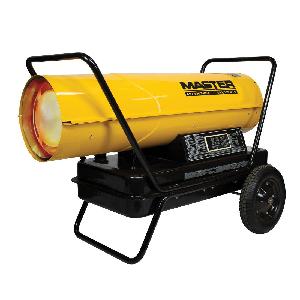 Air Forced Torpedo Heater, 400000 Btu/hr., 24 gal Tank, 3.05 gph Fuel, Kerosene/Diesel, 10000 sq-ft Heating Area, 8 hr., 1250 cfm, 120 VAC, 3 A, 60 Hz, 53 in L x 30 in W x 36 in H, Import