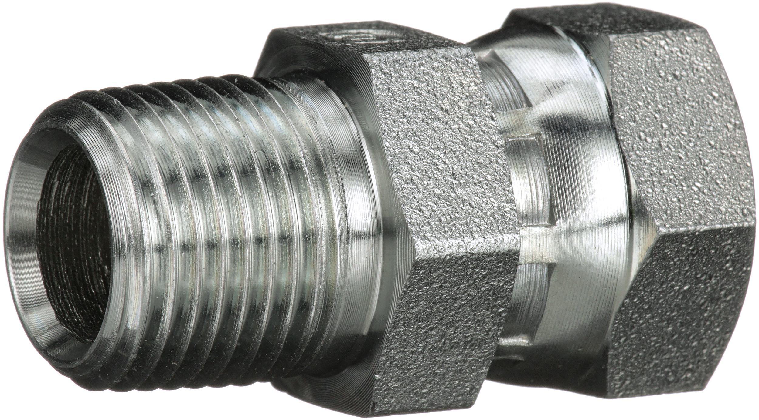 Hydraulic Adapter, Straight, Series: G60, 1-1/4-11-1/2 x 1-11-1/2 Nominal, Male Pipe NPTF x Female Pipe Swivel NPSM End Style, 6000 psi Pressure, Steel, Import