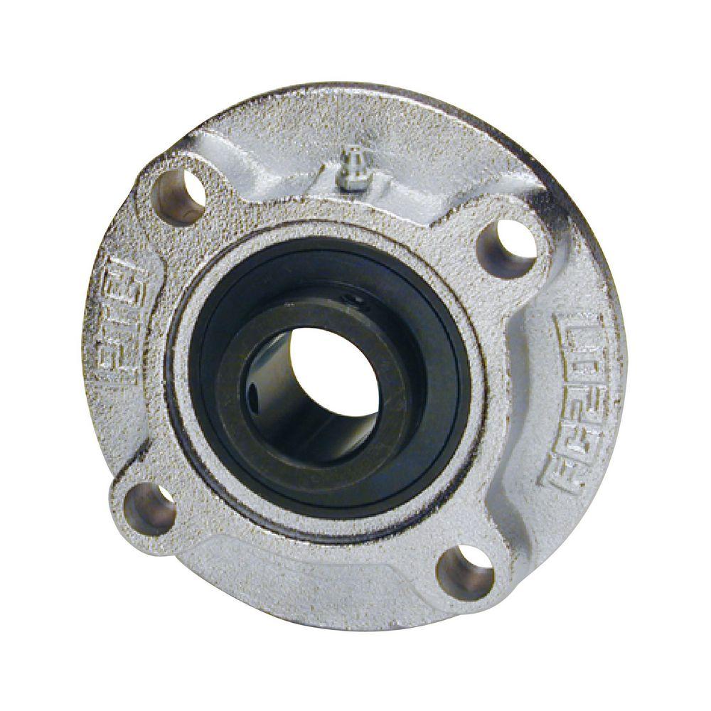 Flange Mount Ball Bearing Unit, Standard Duty, Series: BUCNPFCF, 1.43 in Bore, Piloted Flange Mounting, 133 mm Overall Length/Diameter, Set Screw Locking Device, Cast Iron Bearing, Nickel-Plated