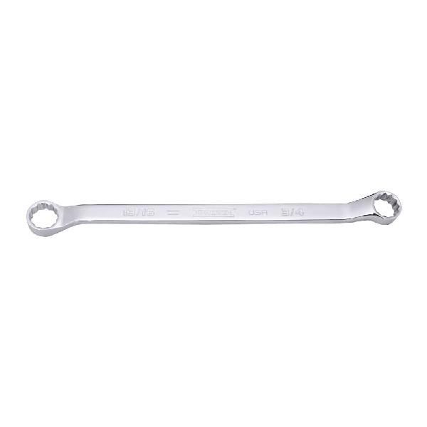 Wrench, Measurement System: Imperial, Double Box/Double End/Modified/Offset Wrench, 3/4 x 13/16 in Wrench Opening, 12 Points, 12-13/64 in Overall Length, 0˚ Offset, 1.2 x 1 in Box End Width, 33/64 x 1/2 in Box End Thickness, Plain Grip Handle, Specif