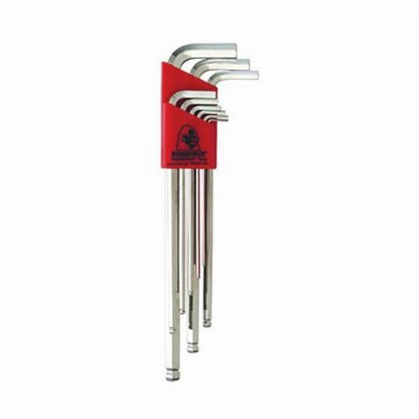 Key Set, Extra Long, Measurement System: Metric, 9 Piece, 1.5 to 10 mm Hex, L-Handle Handle, Protanium® High Torque Steel, BriteGuard™