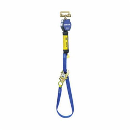 Self-Retracting Lifeline, Single Leg, 420 lb Load, 9 ft Length, Dyneema®/Polyester Line, Nylon Thermoplastic Housing/Zinc Plated Steel Hook Hardware, Navy/Yellow, 5000 lb Tensile Strength, Specifications Met: OSHA 1926.502