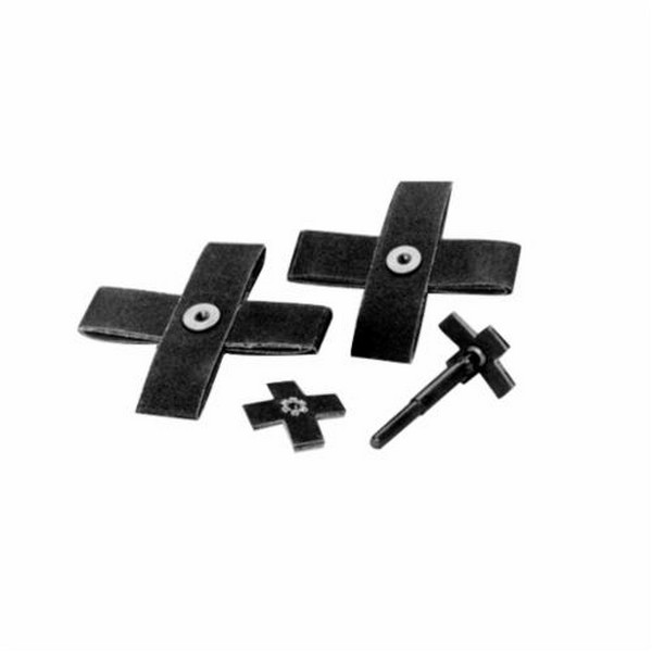 Coated Cross Pad, General Purpose, 2 in Pad Width, 2 in Pad Length, 1/2 in Pad Thickness, #8-32 Eyelet Thread Size, 120 Grit, Silicon Carbide Abrasive, 8 Ply