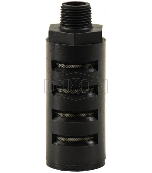 Economy Pneumatic Muffler, Quiet Flow, 3/8 in Port, 150 psi Pressure, 35 to 120 °F, 3-27/64 in Overall Length