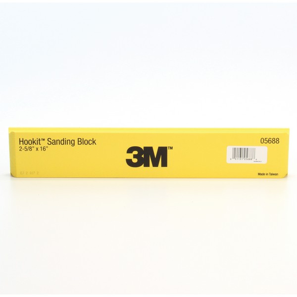 Sanding Block, 2-5/8 Inch Overall Width, 16 Inch Overall Length, Hook and Loop Attachment, 1-1/2 Inch Overall Thickness, Yellow