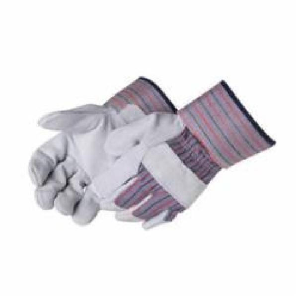 General Purpose Gloves, Leather Palm Glove, S to XL Size, Leather Palm, 70% Cowhide Leather/30% Cotton, Blue/Gray, Gunn/Wing Thumb Style, Cotton Palm Lining, Rubberized Cuff, Knuckle Strap Closure