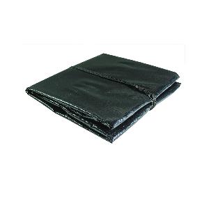 Waterproof Tarp, 10 ft L x 10 ft W Finished, Brass Grommet, PVC Coated Fabric, Black