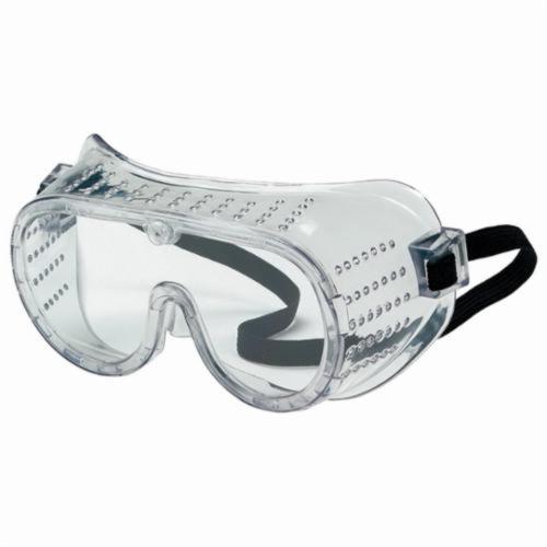 Crews Protective Goggles, Direct Vent Perforated Dielectric Scratch Resistant, Series: Standard Goggle, Universal, Duramass® Hard Coat Lens Coating, Clear Lens, Clear Frame, PVC Frame, Polycarbonate Lens, Elastic Strap, Specifications Met: ANSI Z87+,