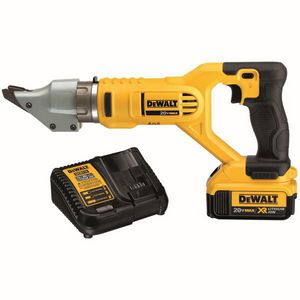 Cordless Swivel Head Shear Kit, Series: Cutting Capacity: 14 ga Mild Steel, 16 ga Stainless Steel, 5 in Cutting Radius, 0 to 2450 spm Strokes per Minute, 360 deg Swivel, 7/32 in Waste Curl, 20 V, Lithium-Ion Battery, 4 Ah Battery, Battery Included: Y