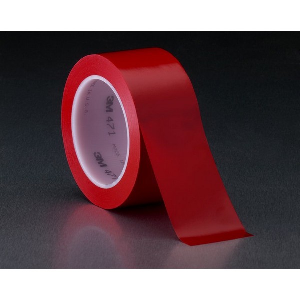 Vinyl Tape, High Performance, 36 yd Length, 2 Inch Width, 5.2 mil Thickness, Red, Rubber Adhesive, Vinyl Backing, 14 in-lb Tensile Strength, 170 °F Maximum Operating, 40 °F Minimum Operating