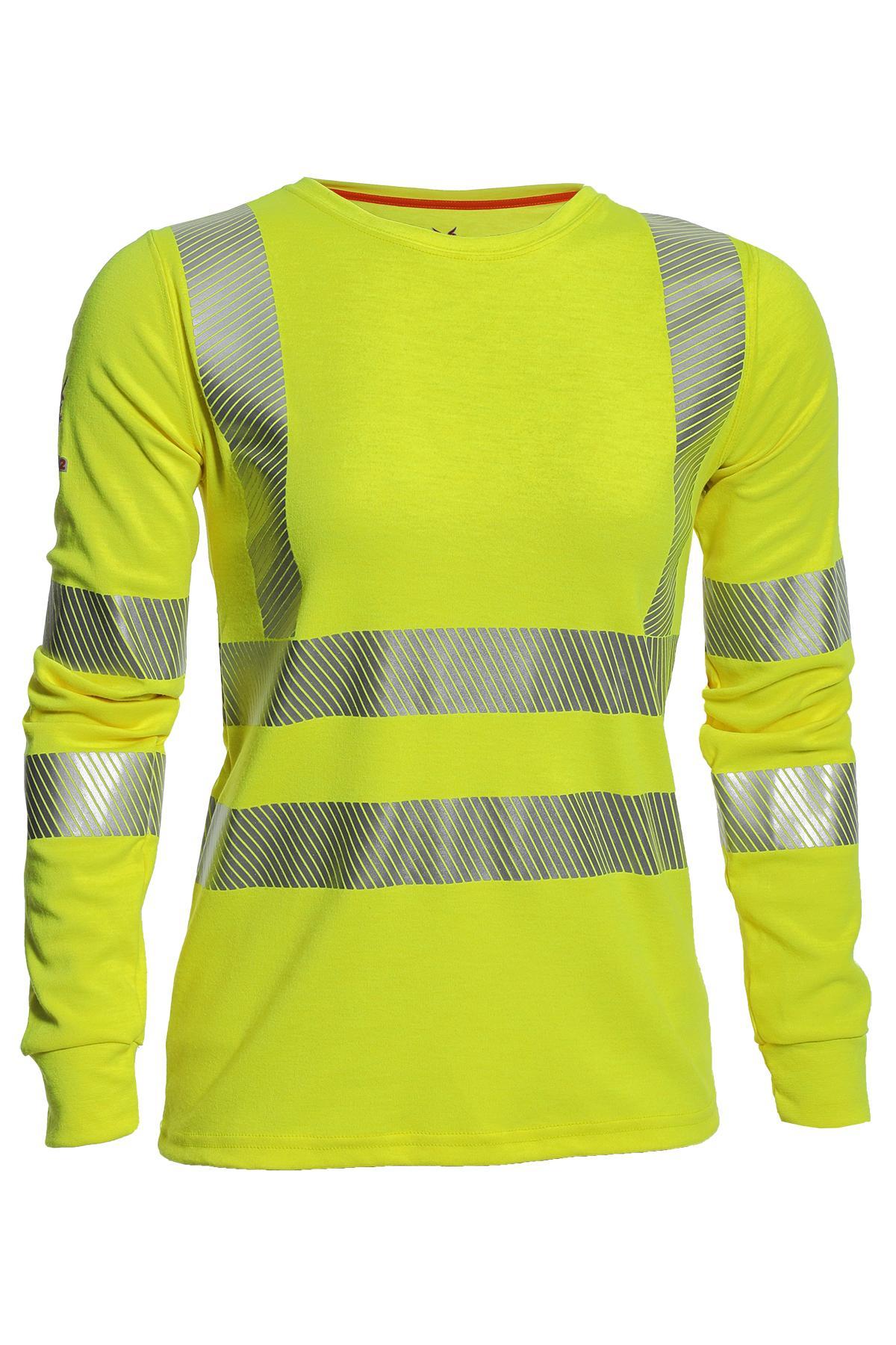 T-Shirt, Long Sleeve, Series: TEEY2LSC3W, Women's Gender, 3XL Size, Fluorescent Yellow, Dual Hazard Knit, 54 to 56 in Chest, 6.25 oz Fabric Weight
