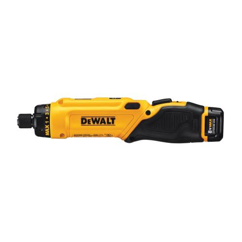 Cordless Screwdriver Kit, High Performance, Bare Tool/Kit: Kit, Hex Chuck, 1/4 in Chuck, 0 to 430 RPM, 23 in-lb Torque, 8 VDC, 430 RPM No-Load Speed, Lithium-Ion Battery, 3 Ah Battery, Battery Included: Yes, Pistol Grip Handle, Motion Activation Vari