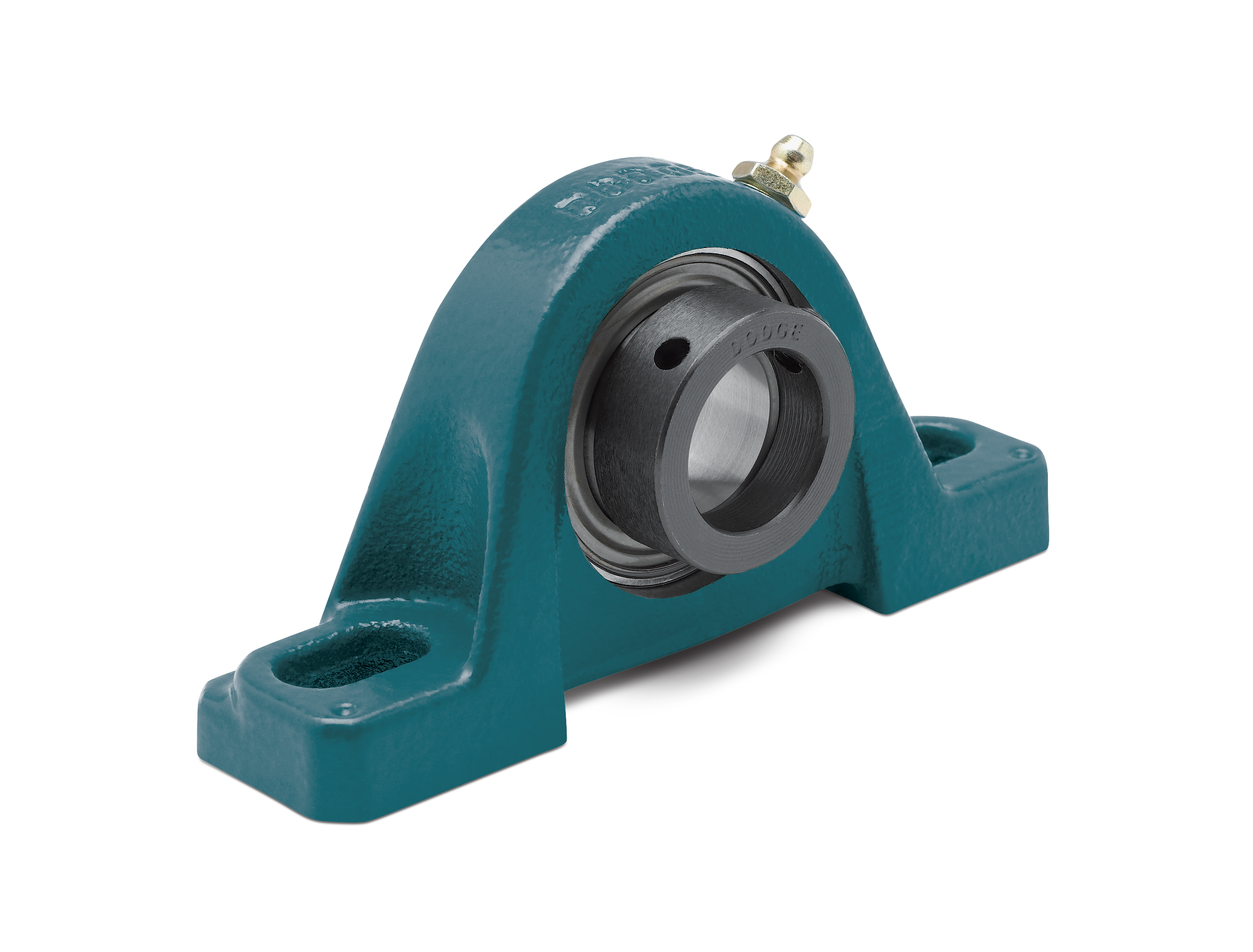Pillow Block Ball Bearing Unit, Series 300, 2-11/16 Inch Bore, 14.19 Inch Overall Length, 7.75 Inch Overall Height, Two-Bolt, Set Screw, High-Speed, Heavy-Load, Cast Iron