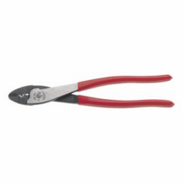 Crimper/Cutter, 10 AWG to 22 AWG, 9-3/4 Inch Length, Insulated/Non-Insulated Terminals, Plastic Dipped Handle, Red