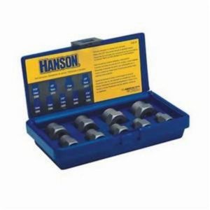 Bolt Extractor Set, Measurement System: Metric/Imperial, For Use With: Hand Ratchetings, Impact Wrenches, Air Ratchetings, Flat Wrench, Pliers, Adjustable Wrench, Sockets and Locking Pliers, 9 Piece, Specifications: 3/8 in Drive, Carbon Steel