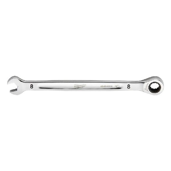 Combination Wrench, Ratcheting Standard Length, Measurement System: Metric, Open End Wrench, 8 mm Wrench Opening, 12 Points, 146.05 mm Overall Length, Ergonomic Handle, Steel