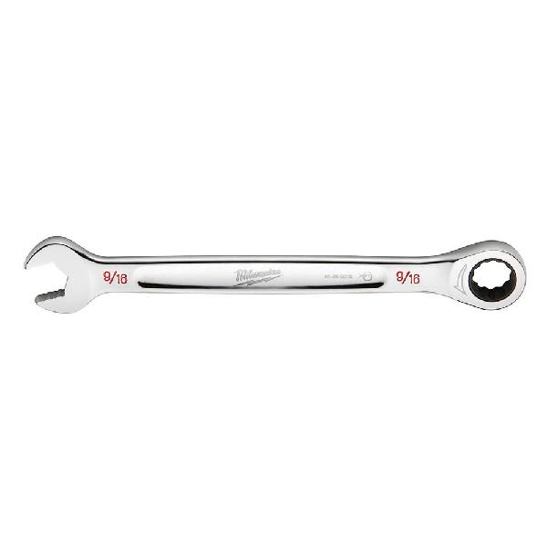 Combination Wrench, Ratcheting Standard Length, Measurement System: Imperial, Open End Wrench, 9/16 in Wrench Opening, 12 Points, 7.8 in Overall Length, Ergonomic Handle, Steel