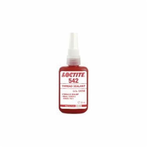 Thread Sealant, 1-Part, Series: 542™, Bottle Container, 50 mL Container, Composition: Polyglycol Dimethacrylate, Polyglycoldioctanoate, Cumene Hydroperoxide, Saccharin, Cumene, 72 hr. Curing, Brown, Mild Odor/Scent, -65 to 300 deg F, 1.08 Specific Gr