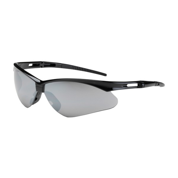 Protective Glasses, Dual Lens Lightweight, Series: Anser™, Unisex, Universal, Anti-Scratch Lens Coating, Silver Mirror Lens, Semi-Rimless Frame, Black Frame, Nylon Frame, Polycarbonate Lens, 99.9% UV Protection, Bayonet Temple
