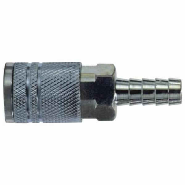 Hose ID Coupler, Industrial Interchange, 3/8 Inch Nominal, Push-On x Tube, 250 psi, -4 to 176 °F, Steel, Domestic