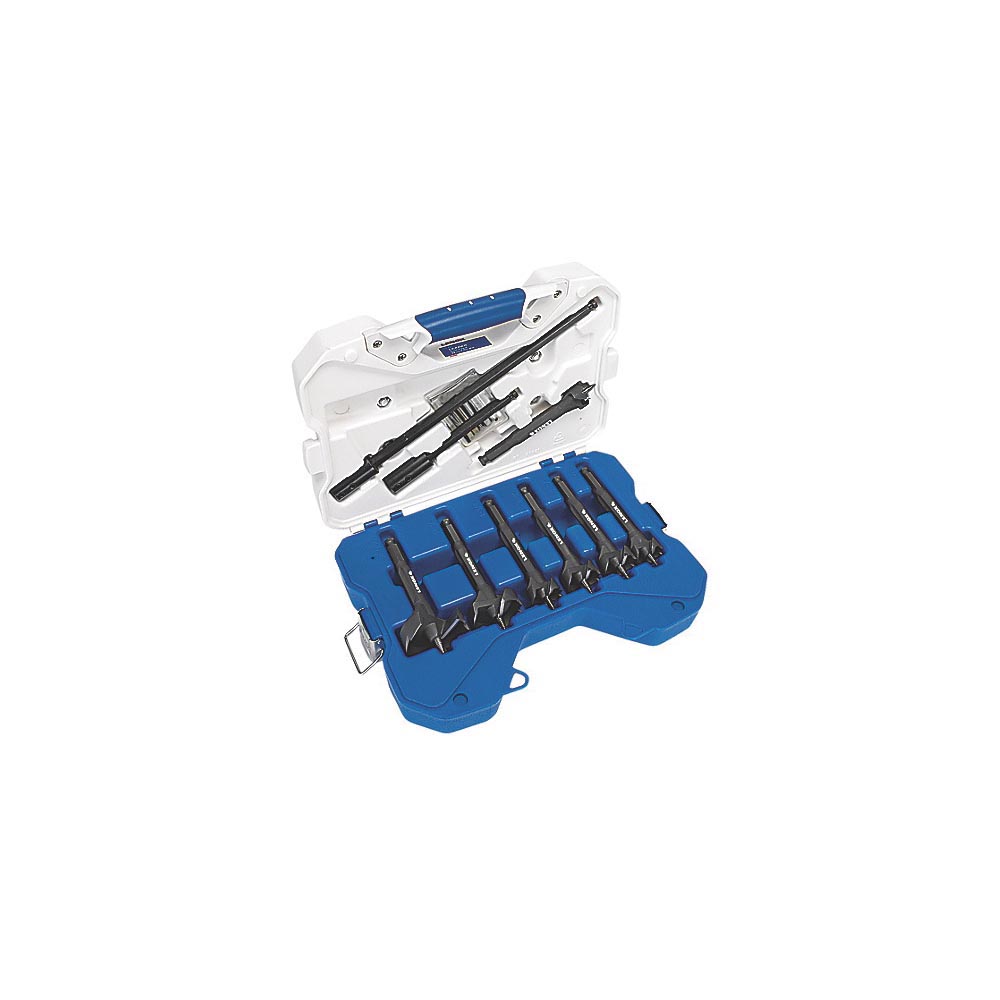 Self-Feed Bit Kit, Imperial System of Measurement, 1-1/8 in Minimum Drill Bit Size, 2-9/16 in Maximum Drill Bit Size, 16 Piece, Specifications: Standard Point, Straight Shank, HSS, Bright