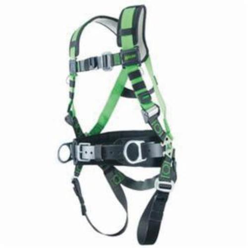 Harness, Series: Revolution™ R10CN-TB, Universal Size, 400 lb Load, 5000 lb Tensile Strength, Tongue Leg Strap Buckle, Polyester Strap, Full Body Style, Steel Hardware, Green