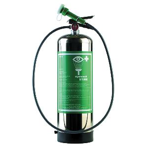 Eyewash Station, Portable, 2.9 gal Capacity, Stainless Steel Tank, 27.2 in Height, 7.1 in Width, 7.1 in Depth, 100 to 1000 psi Pressure Port, 1.59 gpm Flow Rate, Hand Operation, Green