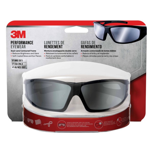 Safety Eyewear, Anti-Fog/Scratch-Resistant Lens Coating, Silver Lens, Black Frame, Yes UV Protection, Soft-Touch/Rubber Temple, ANSI Z87.1-2015 Specifications Met