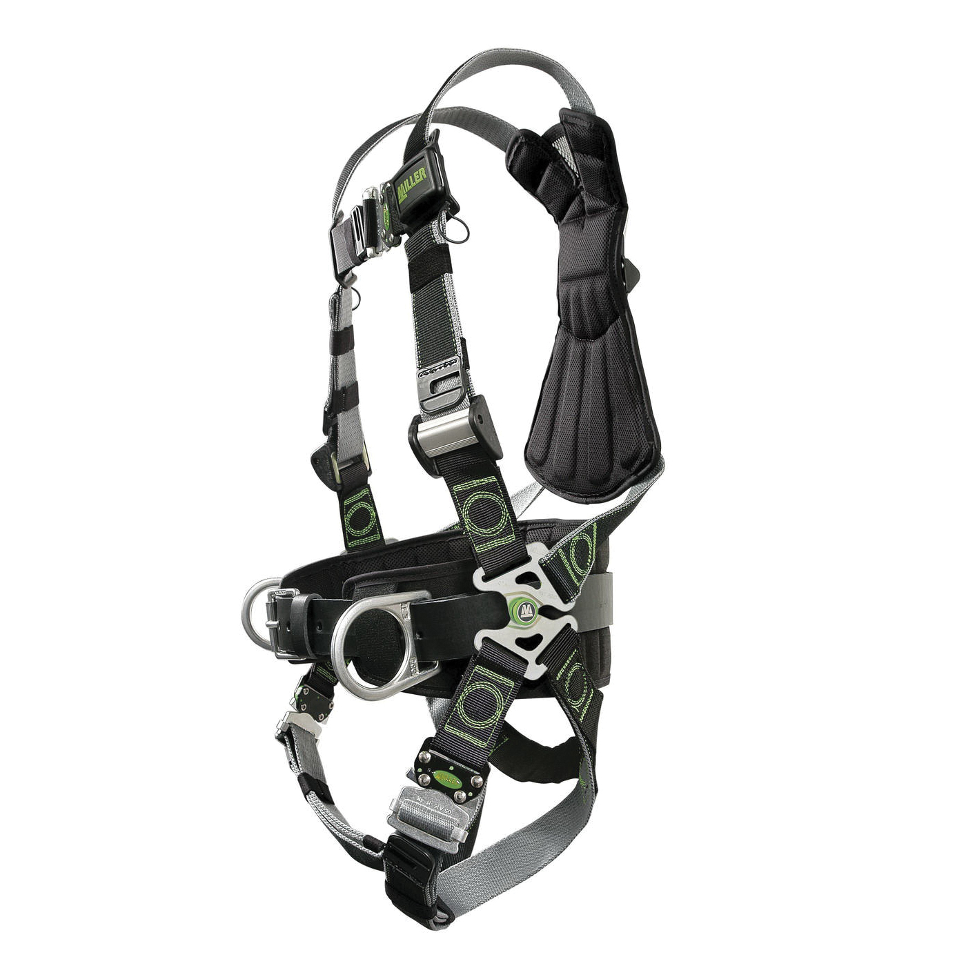 Harness, Series: Revolution™, Universal Size, 400 lb Load, 7000 lb Tensile Strength, Quick-Connect Leg Strap Buckle, Quick-Connect Chest Strap Buckle, Cam Shoulder Strap Buckle, DualTech® Strap, Full Body Style, Steel Hardware, Black