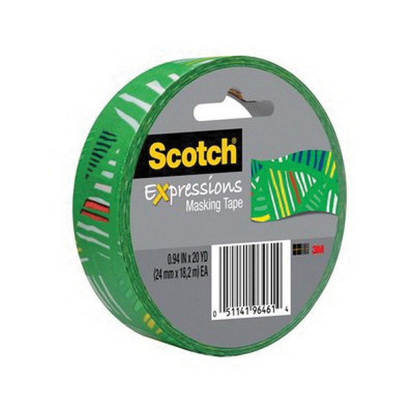 Masking Tape, Expressions, 20 yd Length, 0.94 Inch Width, Primary Green, 3 Inch Diameter Core, 350 °F Maximum Operating