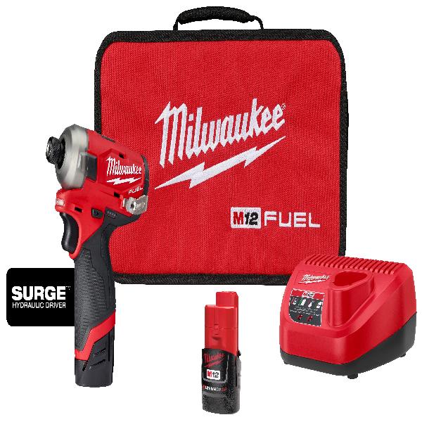 Cordless Hydraulic Driver Kit, Bare Tool/Kit: Kit, Hex Drive, 1/4 in Drive, 3400 bpm Blows per Minute, 450 in-lb Torque, 3000 RPM Speed, 12 V, CP2.0 Lithium-Ion Battery, 2 Ah Battery, Battery Included: Yes, Reinforced Nylon Housing Material, Pistol G