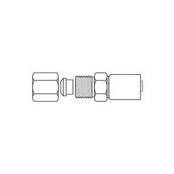 Hydraulic Hose Fitting, 1-Piece, 3/8 in ID Hose, 3/4-16, Male Flareless Tube Fitting x Hose, 2.02 in Length, 0.97 in Cutoff Allowance