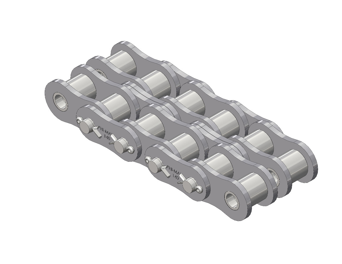 Cottered Roller Chain, 1-3/4 Inch Pitch, 140-2 Chain, 2-Strand, Series: Hi-Max, 10 Feet/Box, Steel