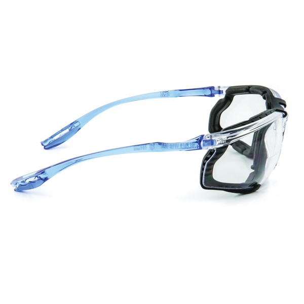 Safety Glass, Anti-Scratch/Anti-Fog Lens Coating, Clear Lens, Half-Frame, Plastic Frame, Polycarbonate Lens, Yes UV Protection, Cord Control System Temple, Specifications Met: ANSI Z87.1-2015, CSA Z94.3