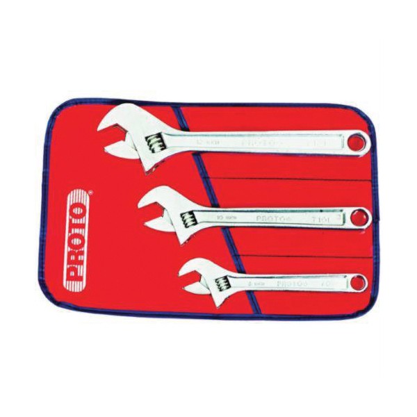 Wrench Set, Adjustable, Imperial System of Measurement, 1-1/8 to 1-1/2 in, 3 Piece, Satin