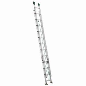 Extension Ladder, Commercial Medium Duty Multi-Section, Series: AE4200PG, 24 ft Overall Length, ANSI Code: Type II, 225 lb, Aluminum, 23 ft 6 in Maximum Working Length, 12 ft Section Length, 17-1/8 in Outside Shoe Base Width, I-Beam Rail, Swivel Safety Shoe