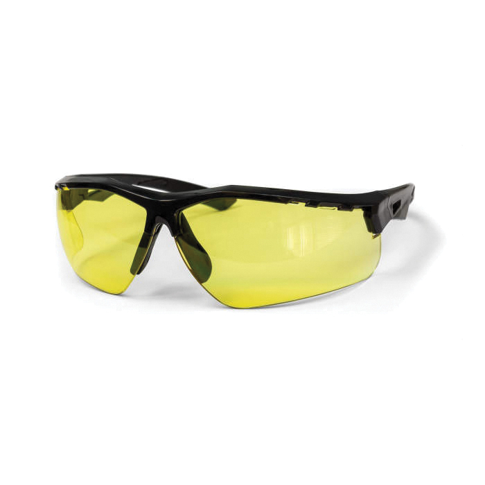 Safety Eyewear, Universal Size, Amber Lens, Full-Frame, Black Frame, Yes % UV Protection, Specifications Met: ANSI Z87.1