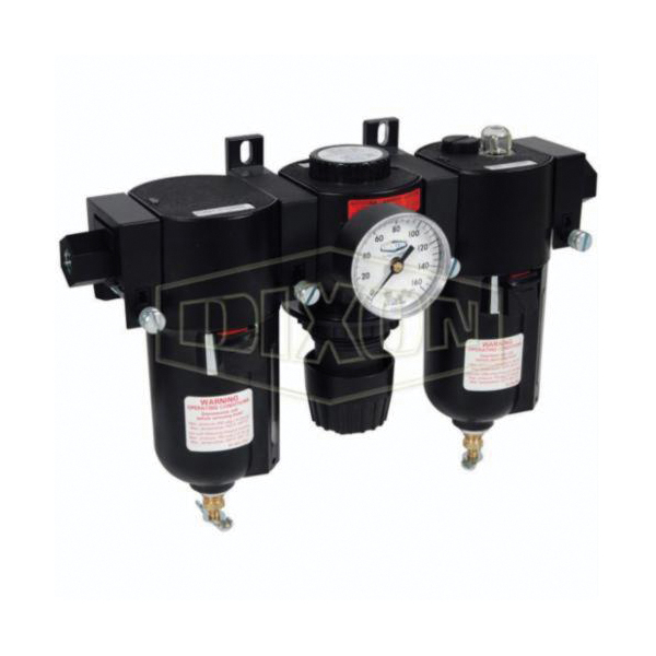 Combination Unit, Standard, Series: C26, 1/2 Inch NPT, 128 scfm, 0 to 200 psig, Zinc Bowl, 0 to 125 psig, Zinc