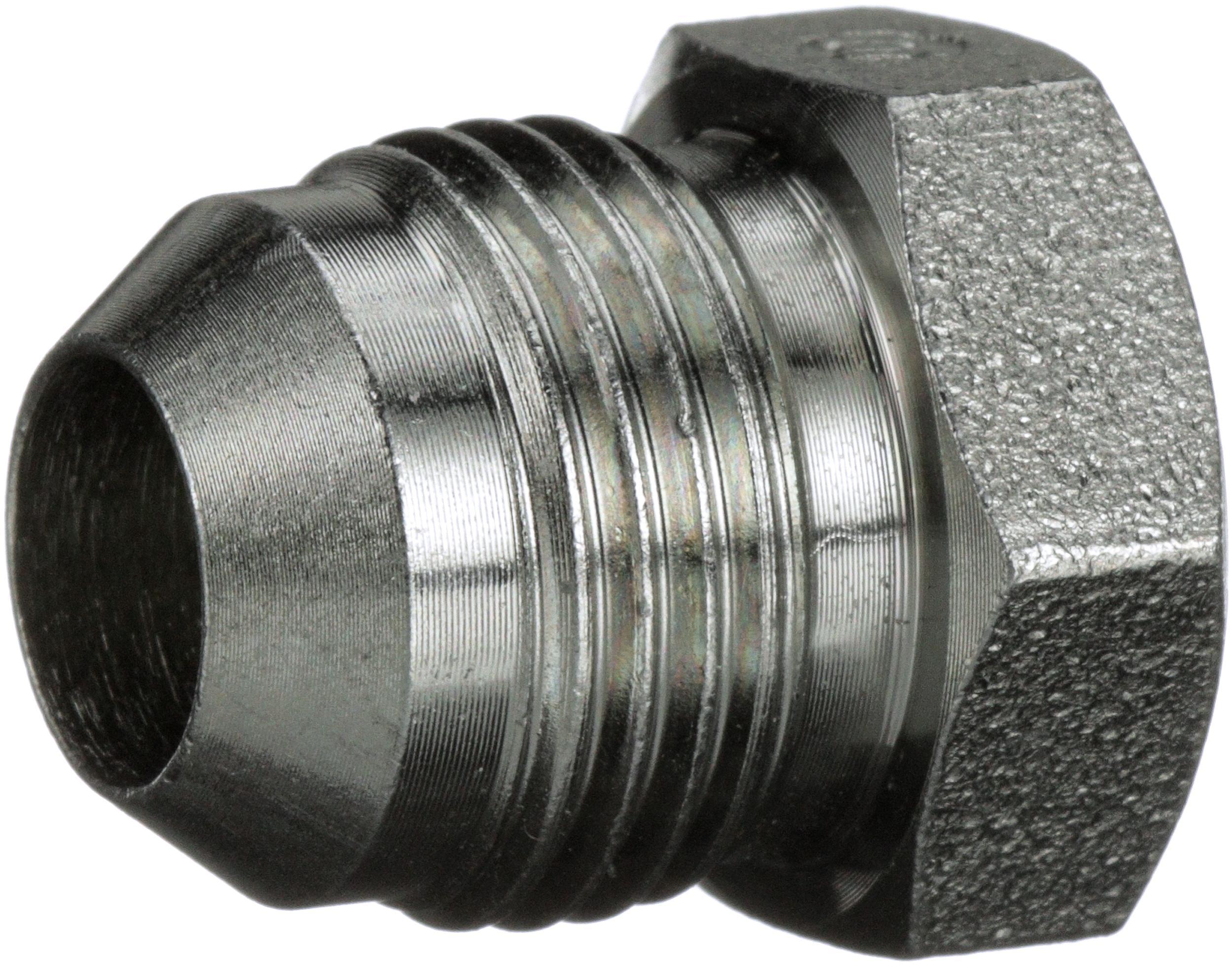 Hydraulic Adapter, SAE to SAE, 5/16-24 Nominal, Male x Plug End Style, Steel, Import