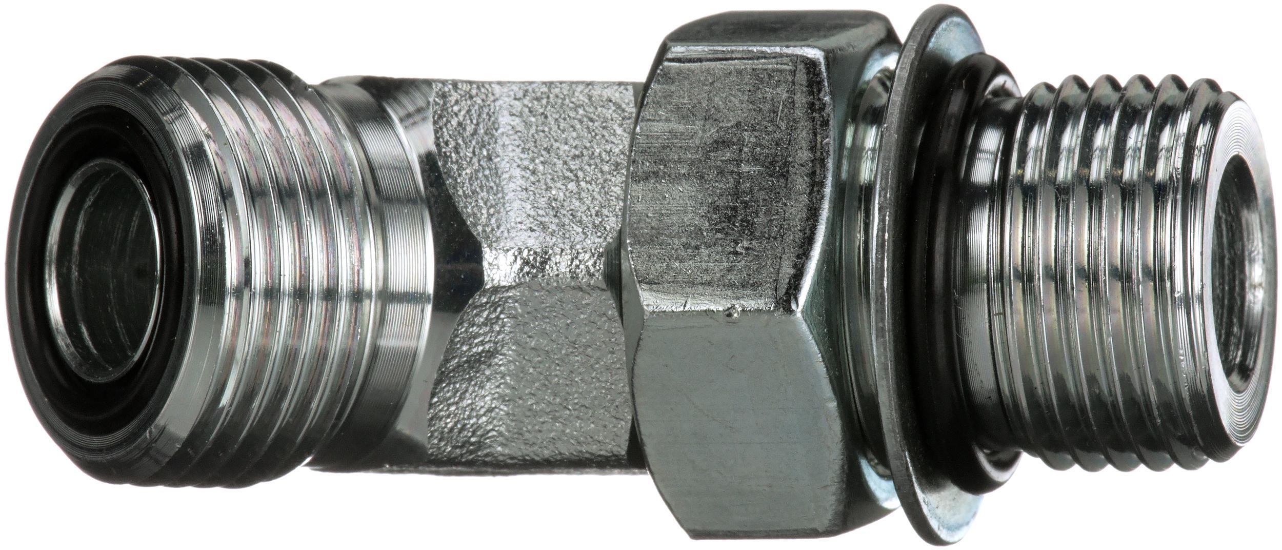 Hydraulic Adapter, High Pressure, Series: G60, 13/16-16 x 7/8-14 Nominal, Male Flat-Face O-Ring x Male O-Ring Boss End Style, 45° Angle, 6000 psi Pressure, Steel, Import